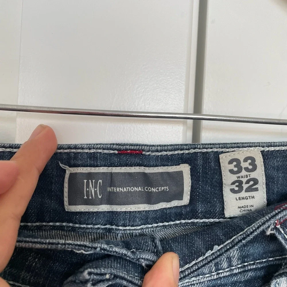 INC International Concepts‎ Mens Jeans Slim Straight Blue Wash Size 33x32